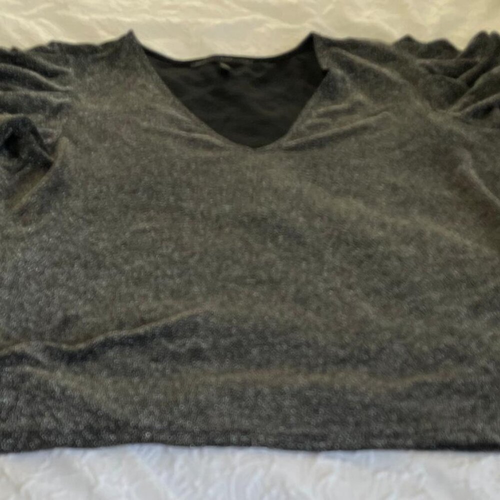 Women's Metallic Long-Sleeve Top with Ruched Shoulders